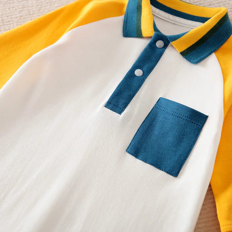 Polo Shirt Cotton Soft Long Sleeved Baby Jumpsuit