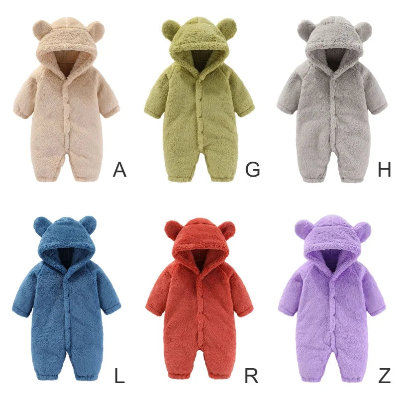 Rompers Winter Hooded Overall Jumpsuits - 0-12M Newborn Baby