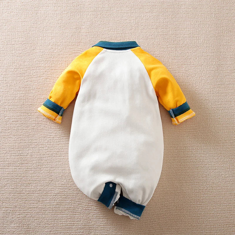 Polo Shirt Cotton Soft Long Sleeved Baby Jumpsuit