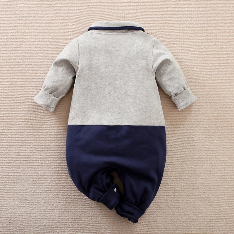 Gentleman Bow tie Style  Baby Romper Long Sleeves Infant Jumpsuits