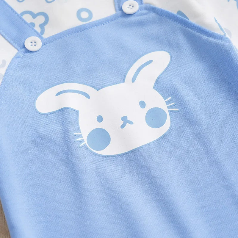 Baby Boys Girls Unisex Newborn Onesies Romper 0-18 Months Toddler Clothing Infant Long Sleeve Blue rabbit print  Jumpsuit