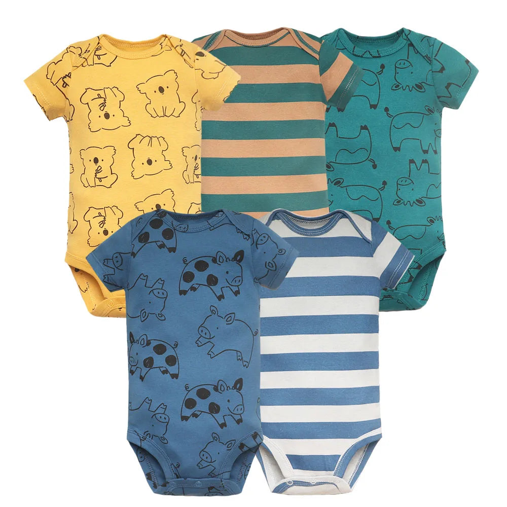 Baby Bodysuits 100% Cotton - 5PCS