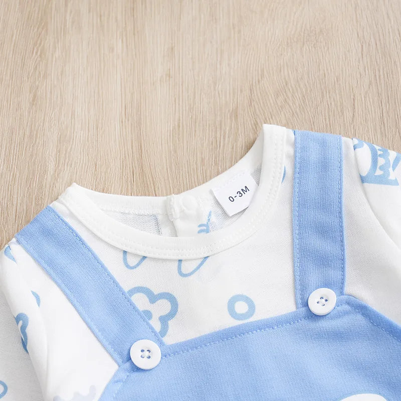 Baby Boys Girls Unisex Newborn Onesies Romper 0-18 Months Toddler Clothing Infant Long Sleeve Blue rabbit print  Jumpsuit