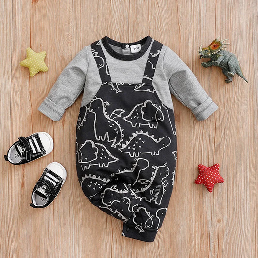 Baby Jumpsuit Cute Shoulder Strap Long Sleeved