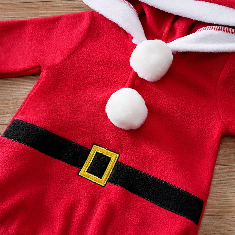 Christmas Santa Claus Long Sleeved Baby Triangle Jumpsuit+Socks