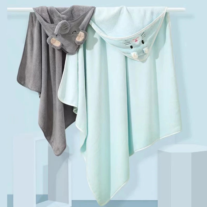 Hooded Baby Bathrobe & Swaddle Blanket