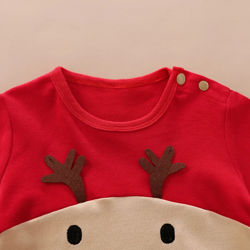 Wild Christmas Cute Elk Long Sleeve Baby Jumpsuit