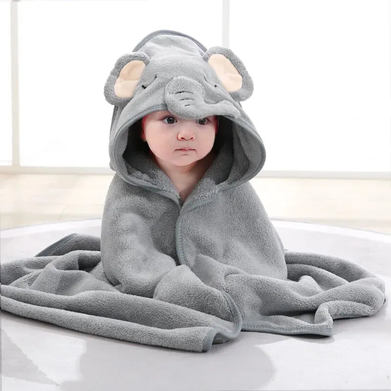 Hooded Baby Bathrobe & Swaddle Blanket