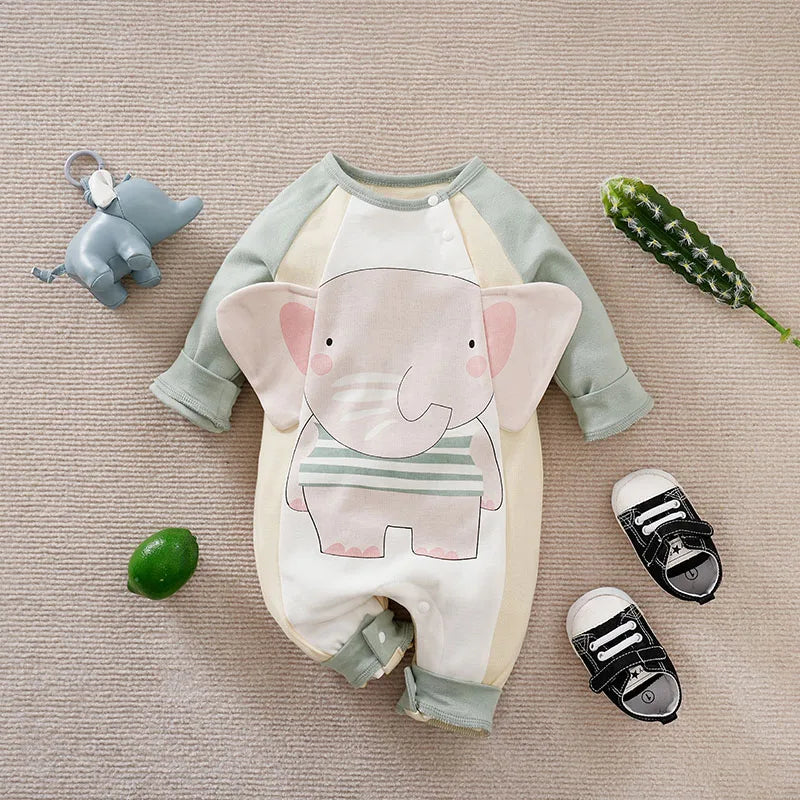 Baby Jumpsuit Cute 3D Elephant Long Sleeved Newborn Clothes