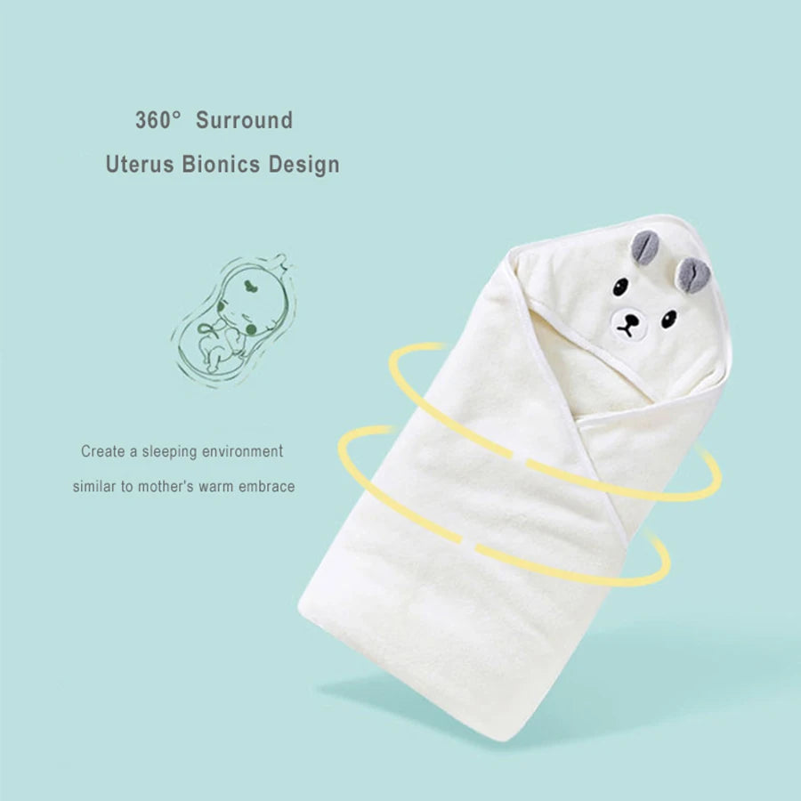 Hooded Baby Bathrobe & Swaddle Blanket