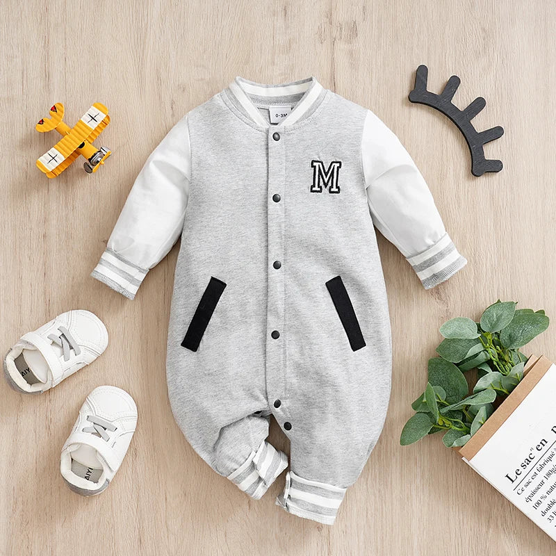 Baseball Suit Long Sleeved Baby Bodysuit