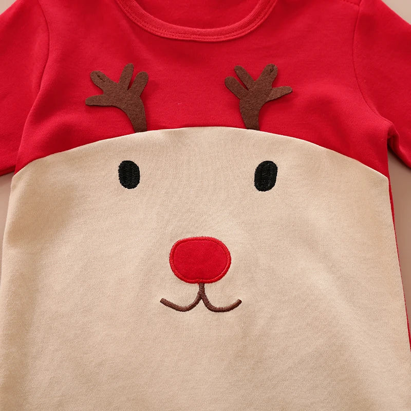 Wild Christmas Cute Elk Long Sleeve Baby Jumpsuit