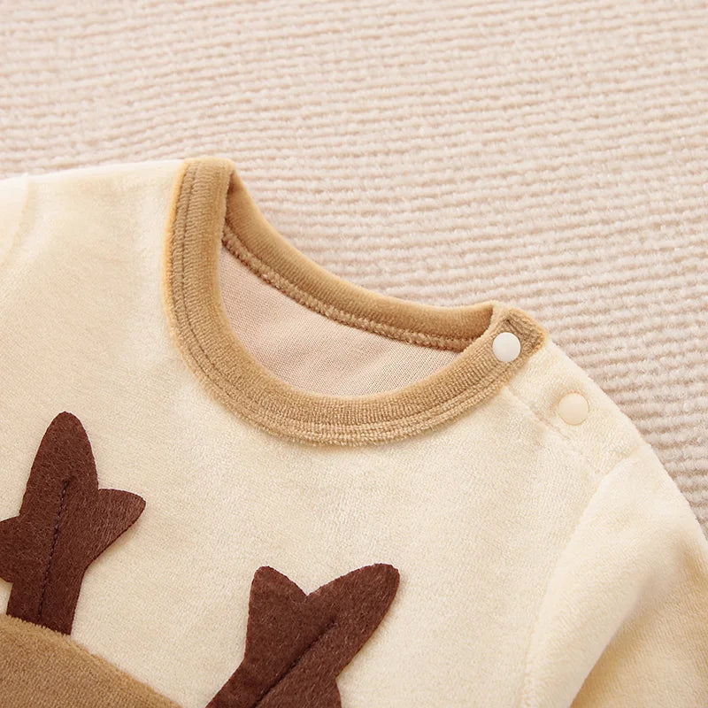 Christmas Cute 3d Elk Long Sleeve Baby Jumpsuit